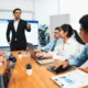 Team attending a corporate leadership training led by a coach.